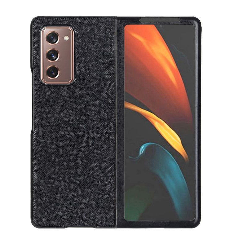 Etui Samsung Galaxy Z Fold 2 Czerwony Czarny Skrzyżowane Z Prawdziwej Skóry