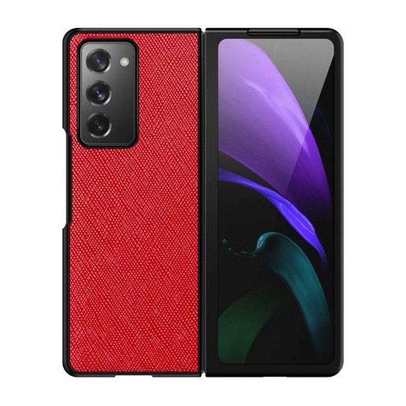 Etui Samsung Galaxy Z Fold 2 Czerwony Czarny Skrzyżowane Z Prawdziwej Skóry