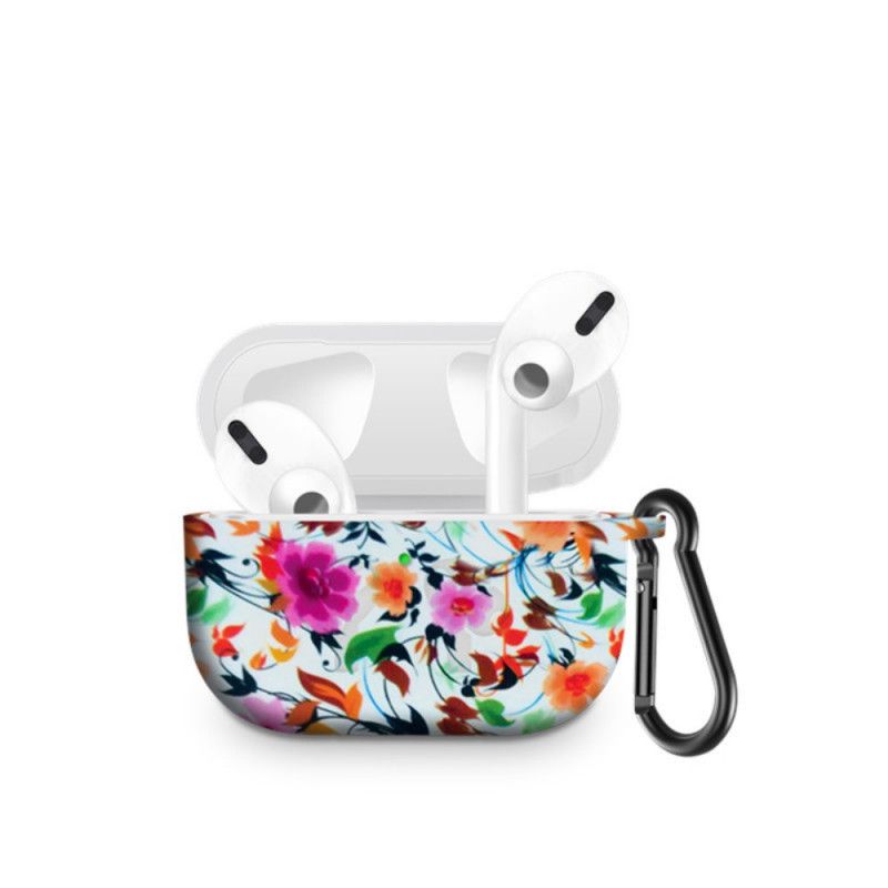 Etui AirPods Pro Silikonowe Kwiaty Z Karabińczykiem