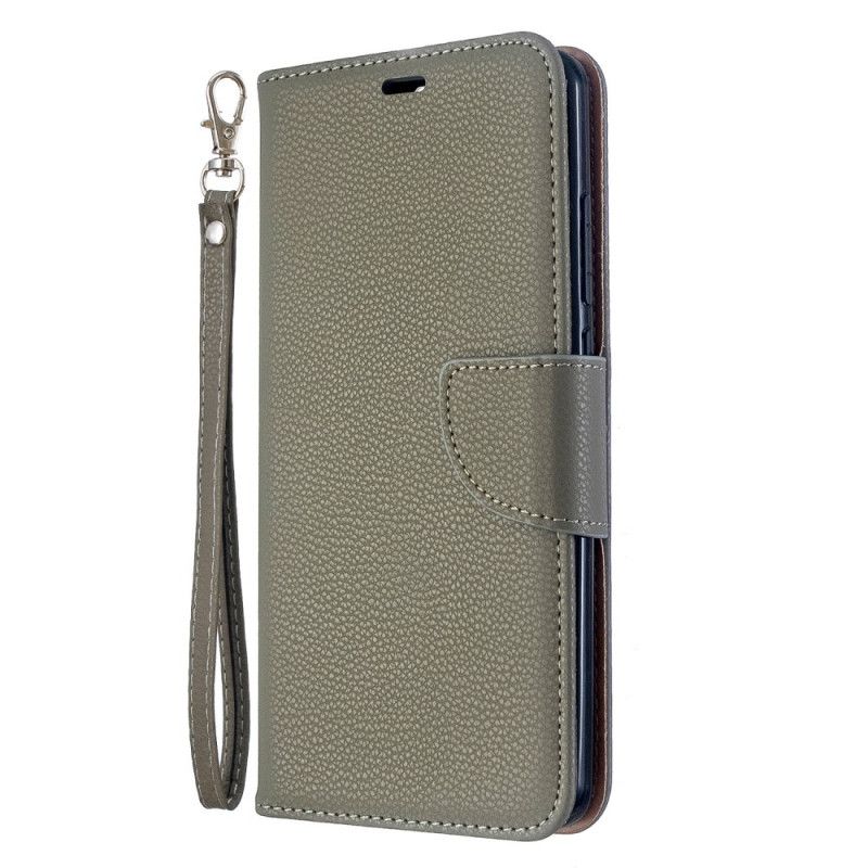 Etui Folio Xiaomi Redmi 8 Fioletowy Purpurowy Kolorowa Skóra Lychee Ze Stringami