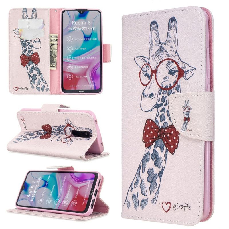 Etui Folio Xiaomi Redmi 8 Nerd Żyrafa Etui Ochronne