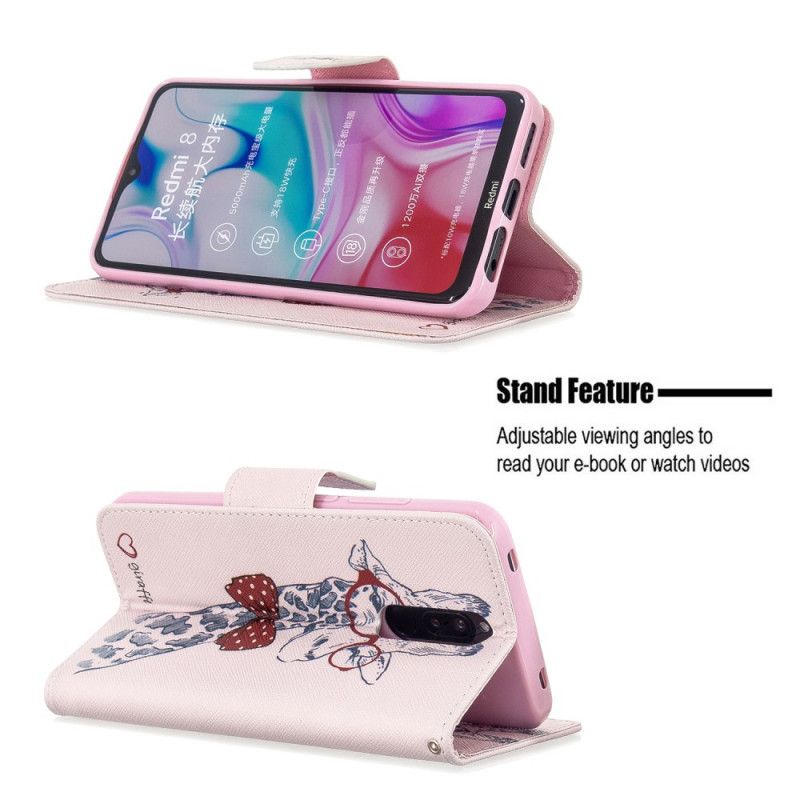 Etui Folio Xiaomi Redmi 8 Nerd Żyrafa Etui Ochronne