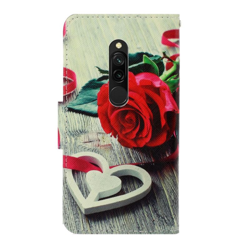 Etui Folio Xiaomi Redmi 8 Romantyczny Róż Ze Stringami Etui Ochronne