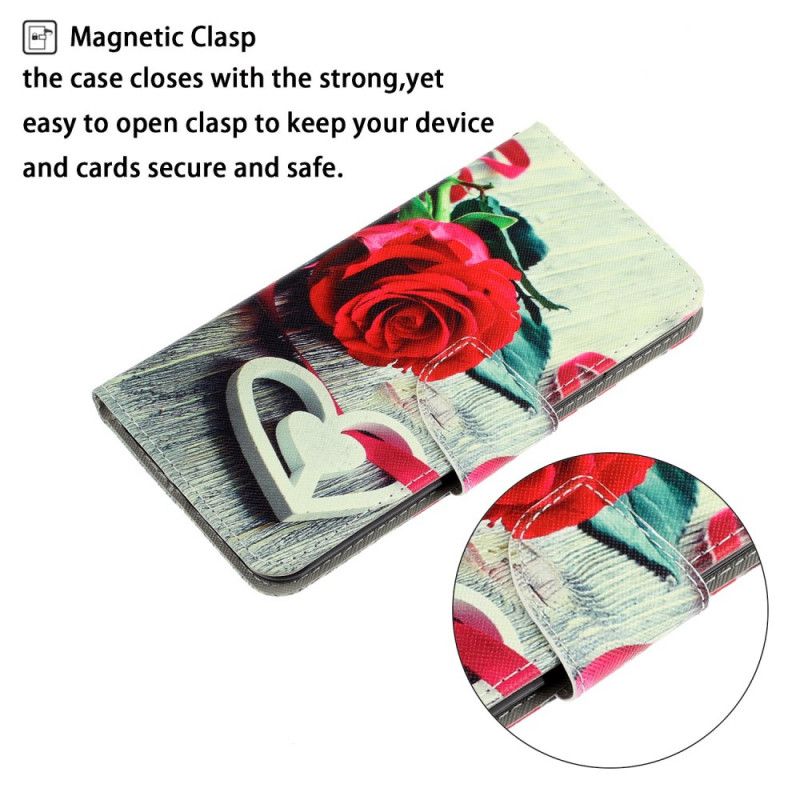 Etui Folio Xiaomi Redmi 8 Romantyczny Róż Ze Stringami Etui Ochronne
