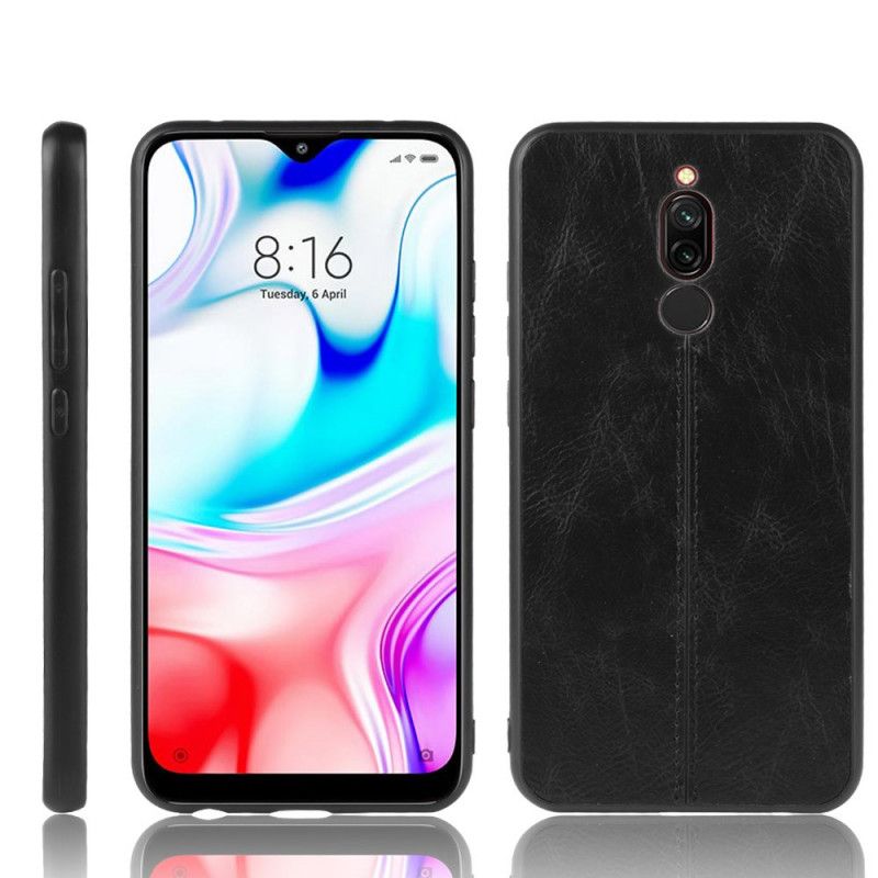 Futerały Xiaomi Redmi 8 Czerwony Czarny Efekt Szytej Skóry