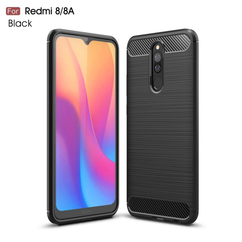 Futerały Xiaomi Redmi 8 Czerwony Czarny Szczotkowane Włókno Węglowe