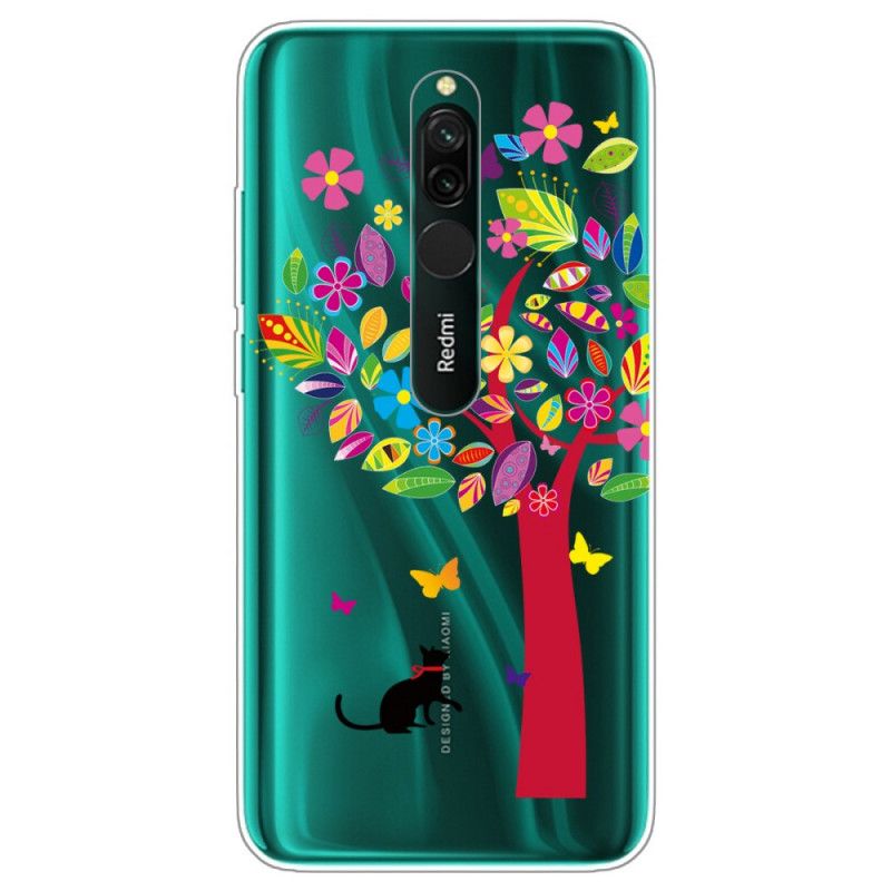 Futerały Xiaomi Redmi 8 Etui na Telefon Kot Pod Kolorowym Drzewem