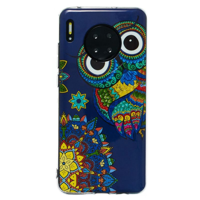 Etui Huawei Mate 30 Fluorescencyjna Sowa Mandala Etui Ochronne