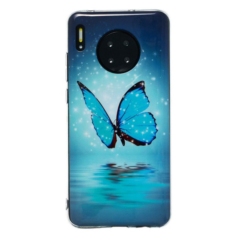 Etui Huawei Mate 30 Fluorescencyjny Niebieski Motyl