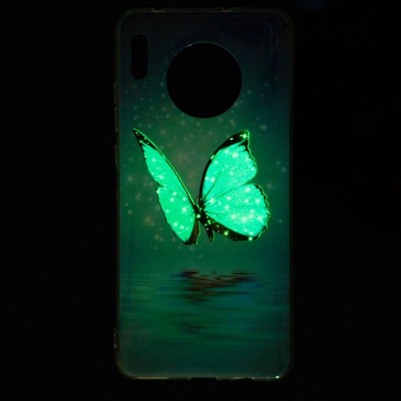 Etui Huawei Mate 30 Fluorescencyjny Niebieski Motyl