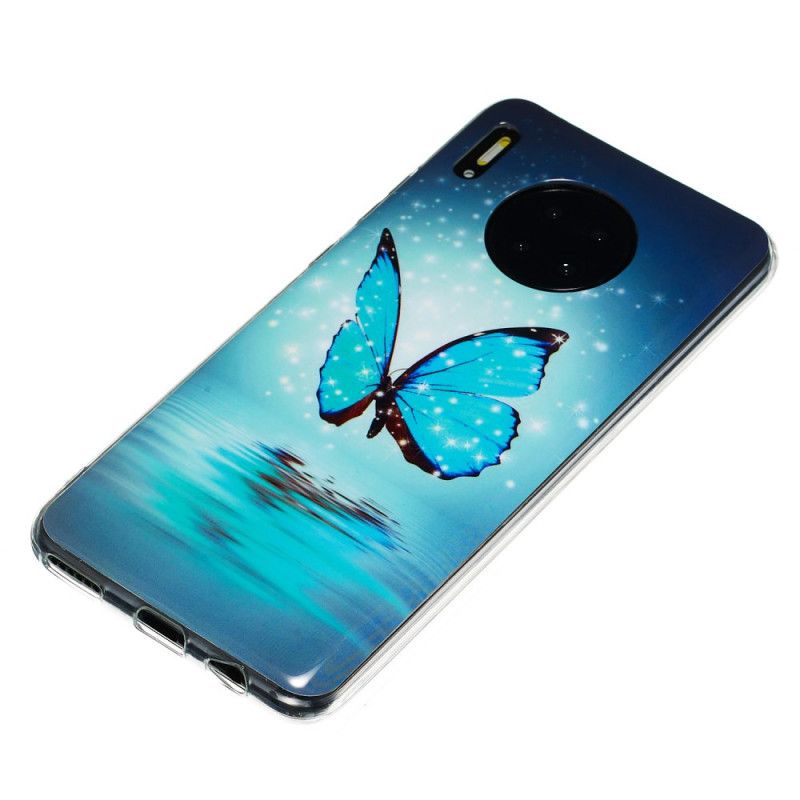 Etui Huawei Mate 30 Fluorescencyjny Niebieski Motyl