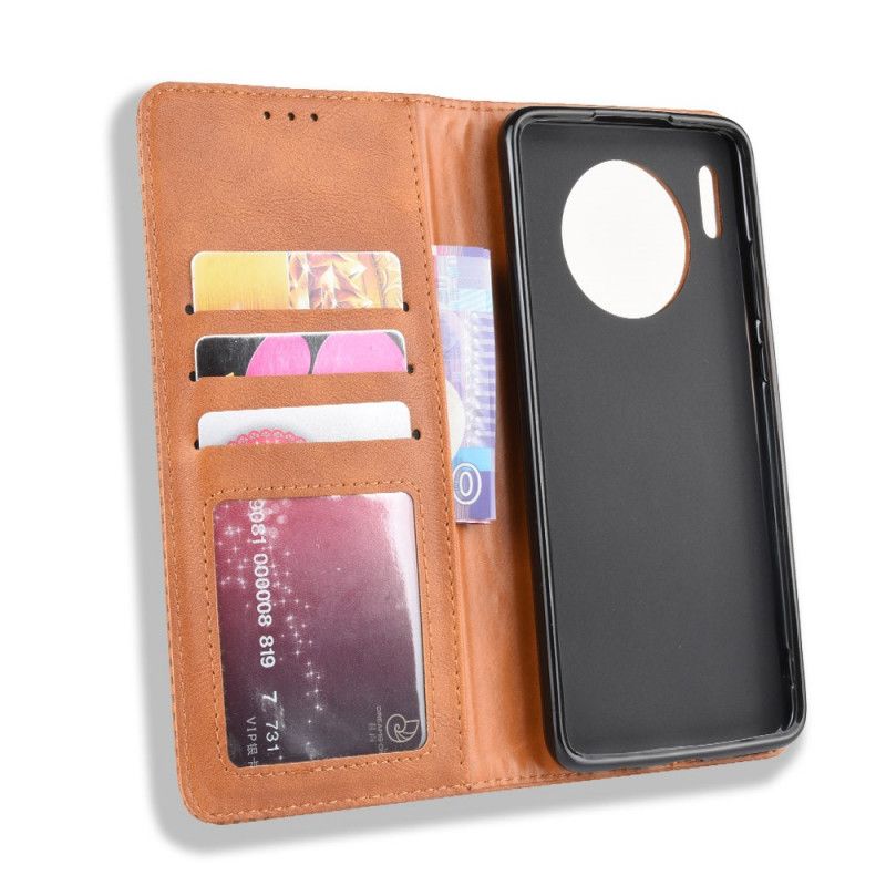 Flip Kotelot Huawei Mate 30 Czerwony Czarny Stylizowany Efekt Skóry W Stylu Vintage Etui Ochronne