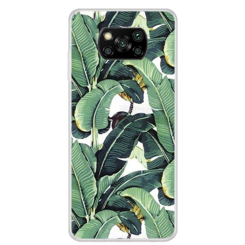 Etui Xiaomi Poco X3 Przezroczyste Zielone Liście Etui Ochronne