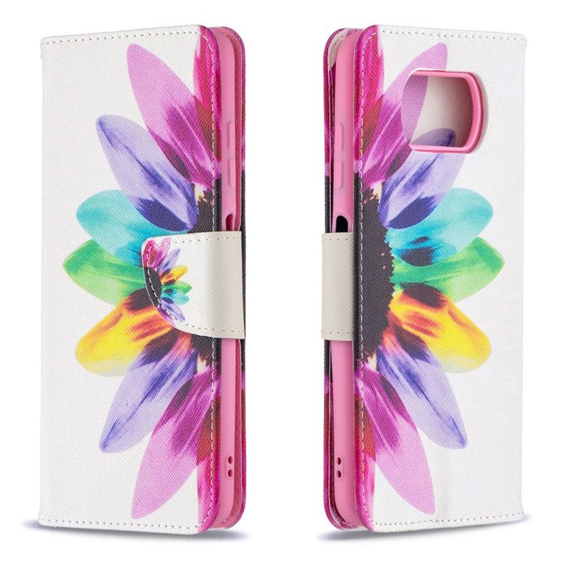 Skórzany Futerał Xiaomi Poco X3 Etui na Telefon Kwiat Akwareli