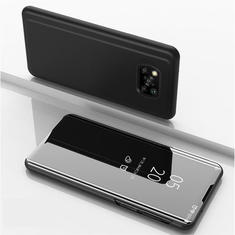 Zobacz Pokrywę Xiaomi Poco X3 Granatowy Czarny Lustro I Imitacja Skóry