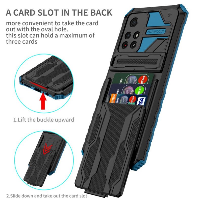 Etui Do Xiaomi Redmi Note 11 / Poco M4 Pro 5g Zapinany Na Zamek Uchwyt Na Karty I Stojak