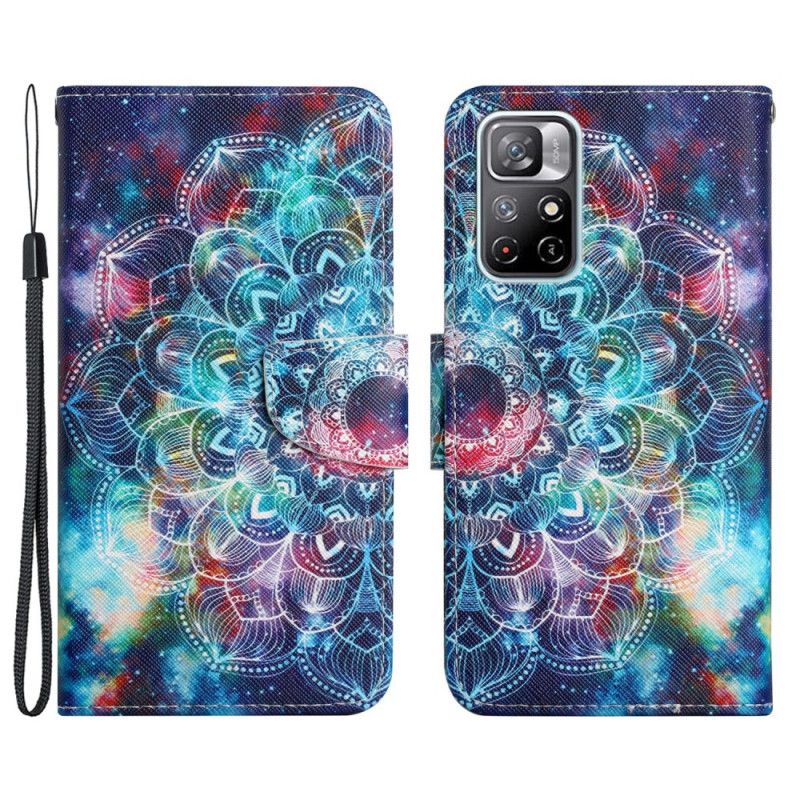 Etui Folio Xiaomi Redmi Note 11 / Poco M4 Pro 5g Błyskotliwa Pół-paskowata Mandala Etui Ochronne