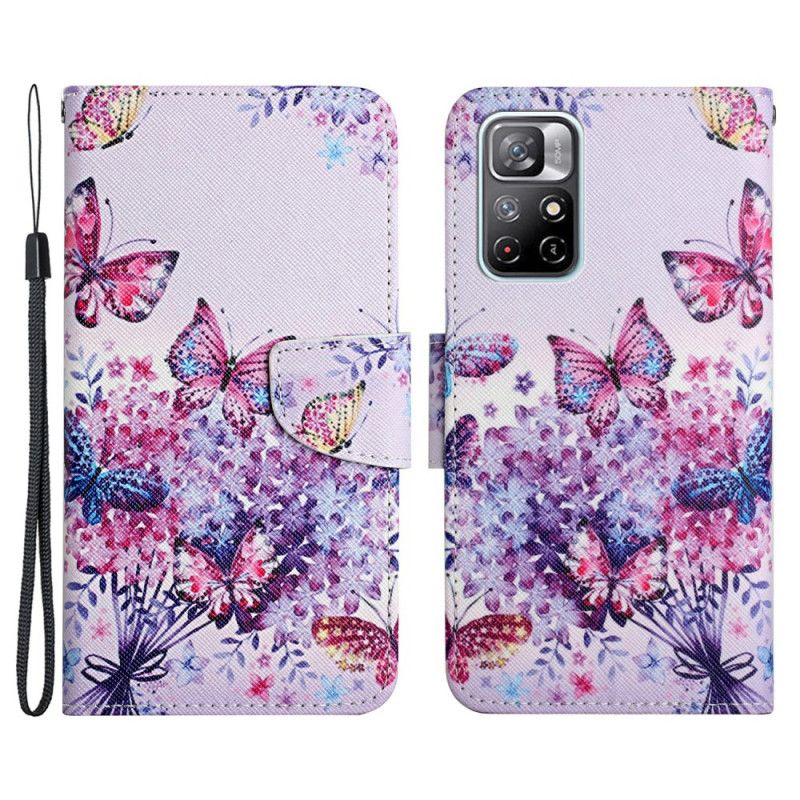 Etui Folio Xiaomi Redmi Note 11 / Poco M4 Pro 5g Bukiet Kwiatów I Motyli Etui Ochronne