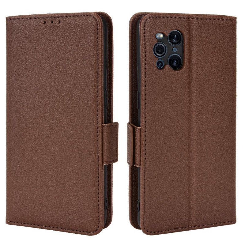 Skórzany Futerał do Oppo Find X3 Pro Etui Folio Flap Double Litchi Nowe Kolory