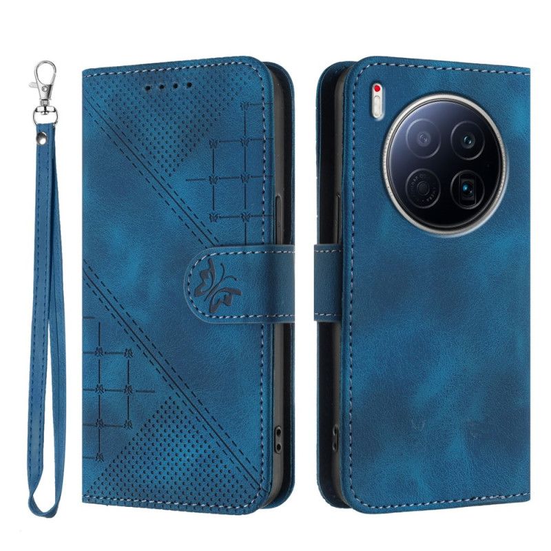 Etui Folio Do Realme 14 Pro 5g Geometryczne Motyle Z Paskiem