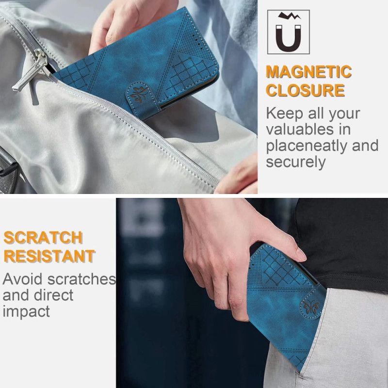 Etui Folio Do Realme 14 Pro 5g Geometryczne Motyle Z Paskiem