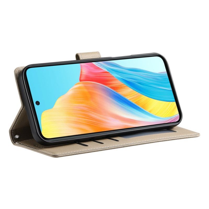 Etui Folio Realme 14 Pro 5g Gładki Efekt Skóry Z Paskiem