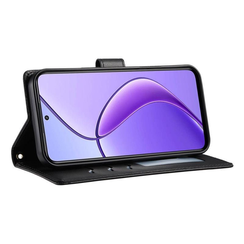 Etui Folio Realme 14 Pro 5g Pikowana Konstrukcja Z Paskiem I Paskiem Na Ramię