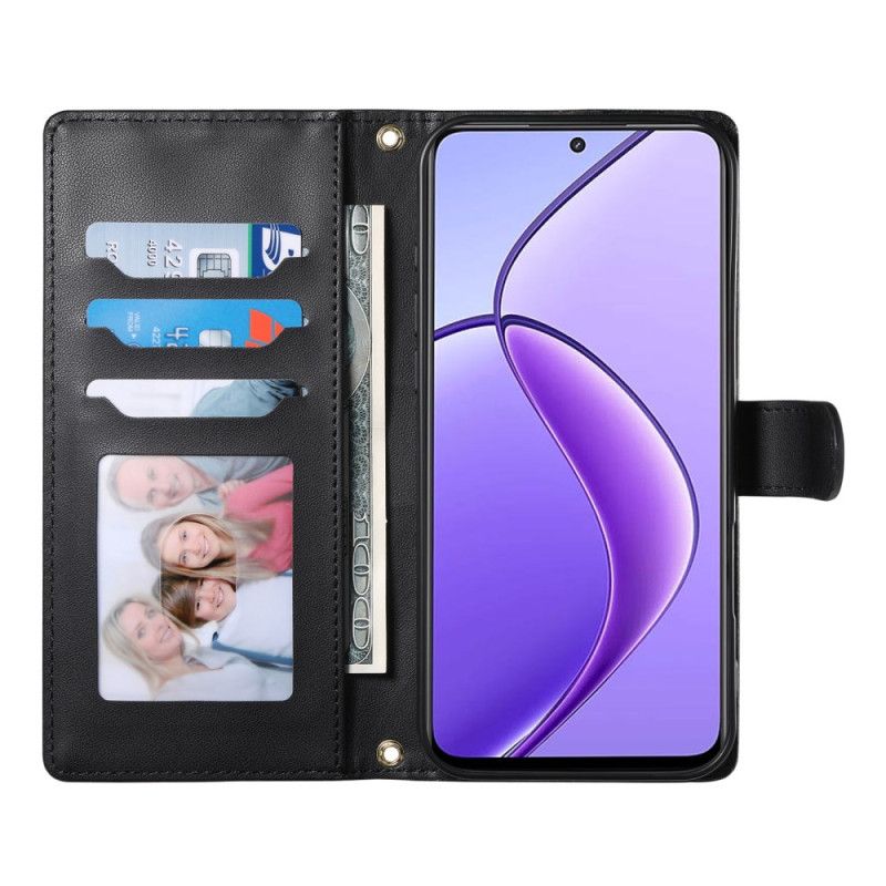 Etui Folio Realme 14 Pro 5g Pikowana Konstrukcja Z Paskiem I Paskiem Na Ramię