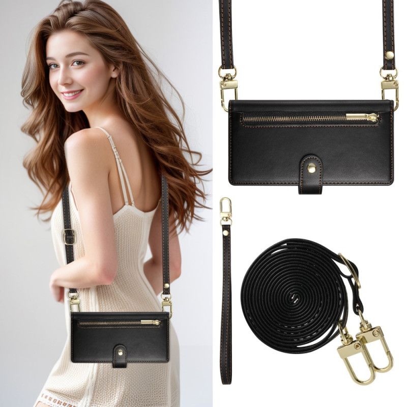 Etui Folio Realme 14 Pro 5g Portfel Z Paskiem I Paskiem Na Ramię