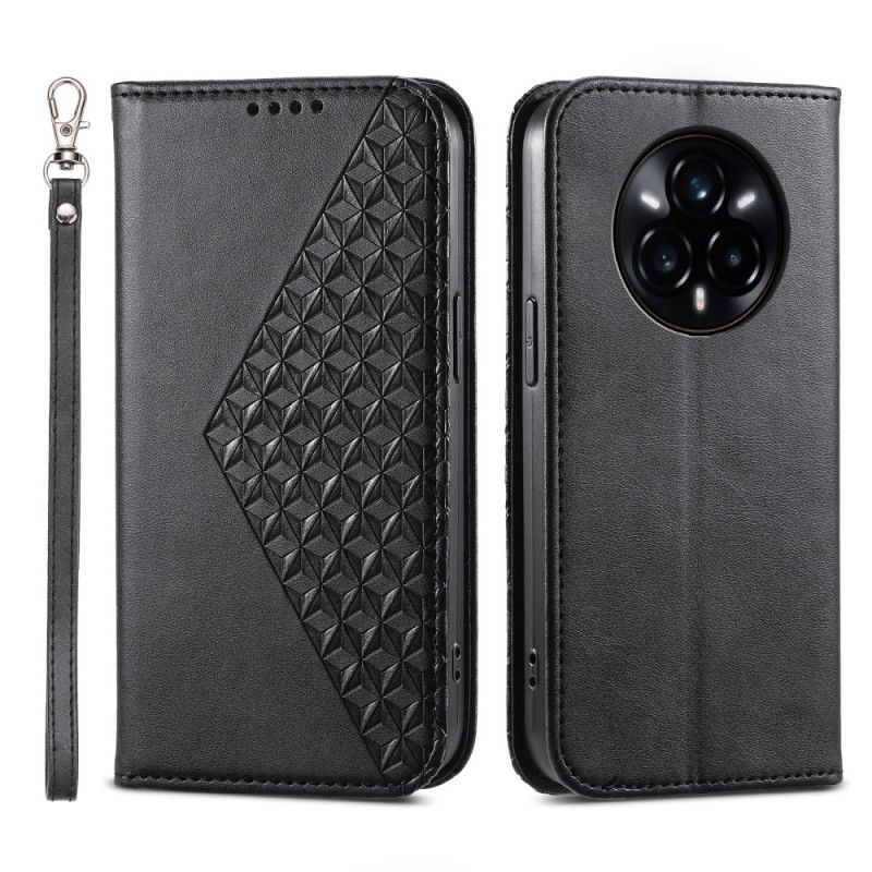 Flip Kotelot Realme 14 Pro 5g Etui Na Telefon Teksturowany Wzór Z Paskiem Z Zapięciem Na Homara