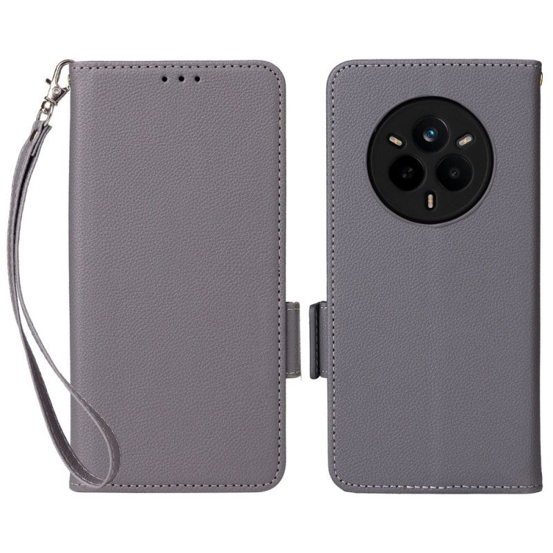 Skórzany Futerał Realme 14 Pro 5g Etui Na Telefon Sztuczna Skóra Liczi Z Paskiem