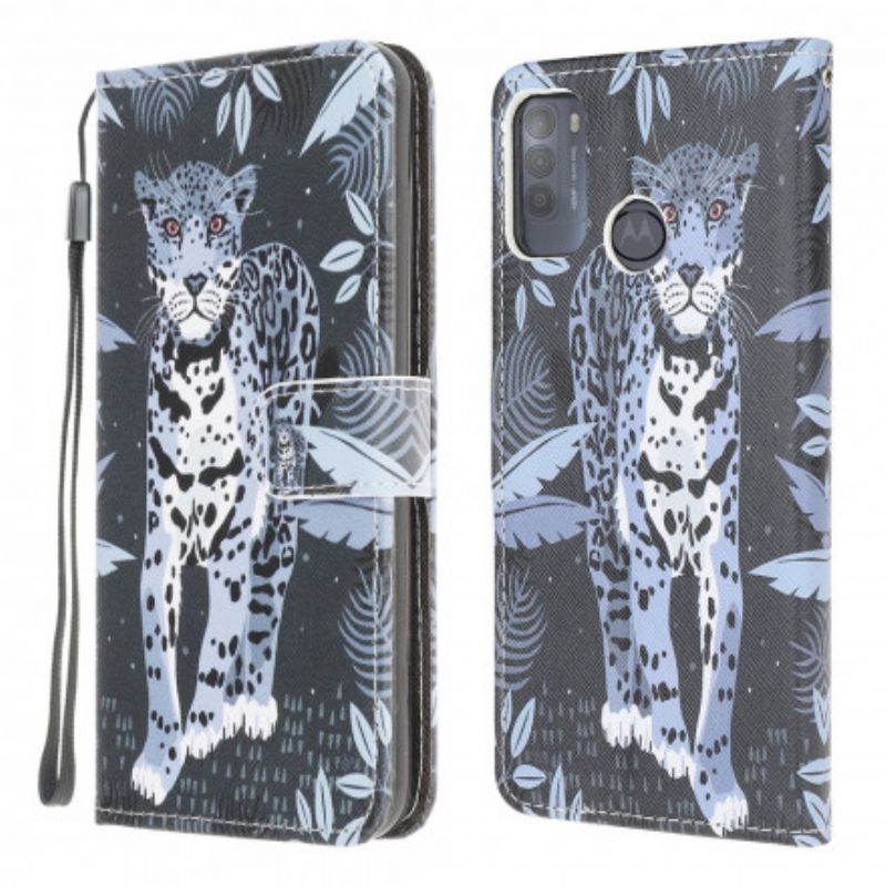 Etui Folio Moto G50 Leopard Strappy Etui Ochronne