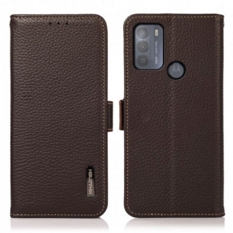 Etui Folio Moto G50 Lychee Leather Khazneh Rfid