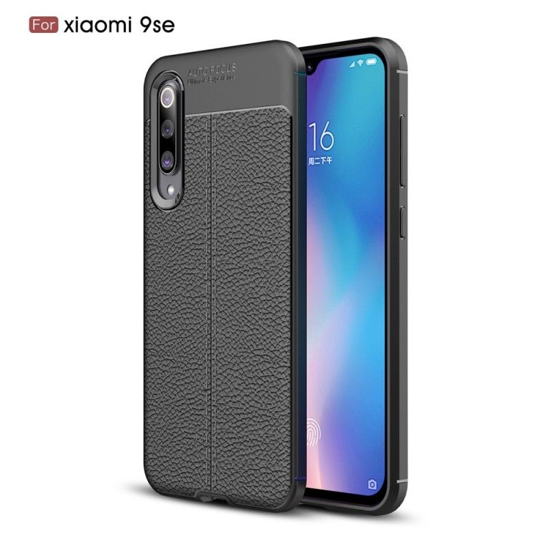 Etui Xiaomi Mi 9 SE Czerwony Czarny Efekt Skóry Z Podwójną Linią Liczi