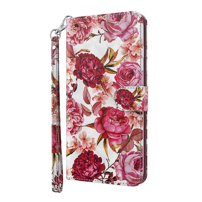 Etui Folio Samsung Galaxy A32 5G Jasne Punktowe Róże Z Paskiem Etui Ochronne