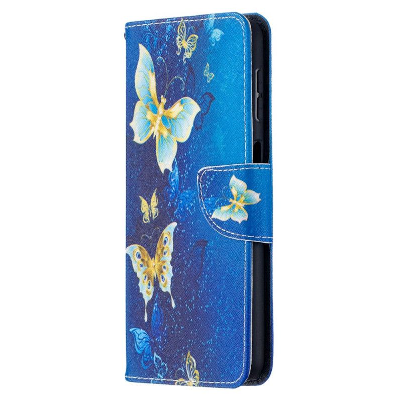 Etui Folio Samsung Galaxy A32 5G Jasnoniebieski Ciemnoniebieski Królowie Motyli Etui Ochronne
