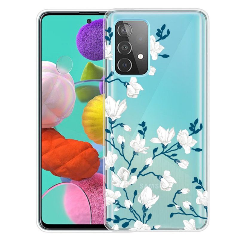 Etui Samsung Galaxy A32 5G Białe Kwiaty