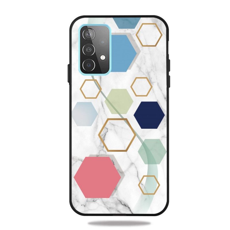 Etui Samsung Galaxy A32 5G Biały Czarny Geometria W Kolorze Marmuru Etui Ochronne