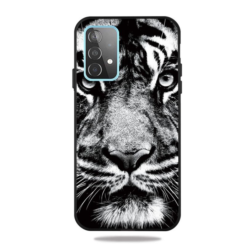 Etui Samsung Galaxy A32 5G Czarno-Biały Tygrys Etui Ochronne