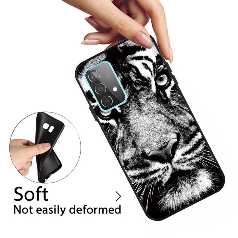 Etui Samsung Galaxy A32 5G Czarno-Biały Tygrys Etui Ochronne
