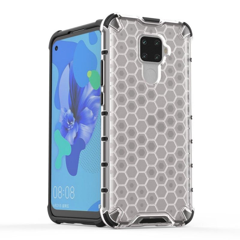 Etui Huawei Mate 30 Lite Biały Czarny Styl Plastra Miodu Etui Ochronne