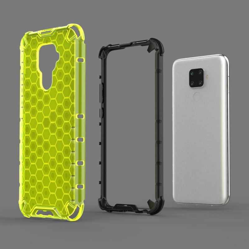 Etui Huawei Mate 30 Lite Biały Czarny Styl Plastra Miodu Etui Ochronne