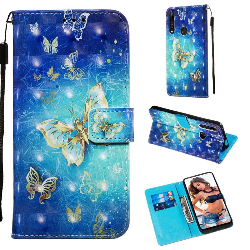 Etui Folio Honor 9X Złote Motyle Stringi Etui Ochronne