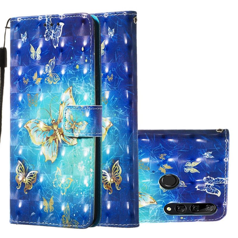 Etui Folio Honor 9X Złote Motyle Stringi Etui Ochronne