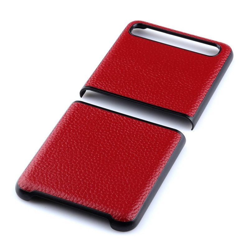 Etui Samsung Galaxy Z Flip Czerwony Czarny Imitacja Skóry Liczi Etui Ochronne