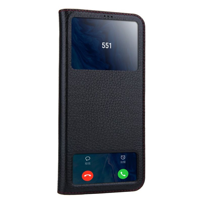 Zobacz Okładkę Huawei P Smart Pro Czerwony Czarny Pro Prawdziwej Skóry Liczi