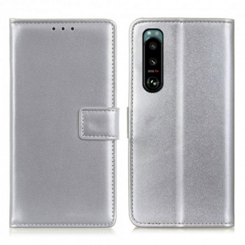 Etui Folio Do Sony Xperia 5 Iii Zwykła Sztuczna Skóra