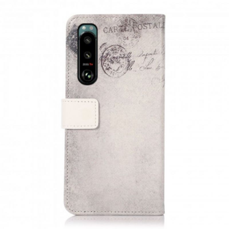 Etui Folio Sony Xperia 5 Iii Podróżnik Kot Etui Ochronne