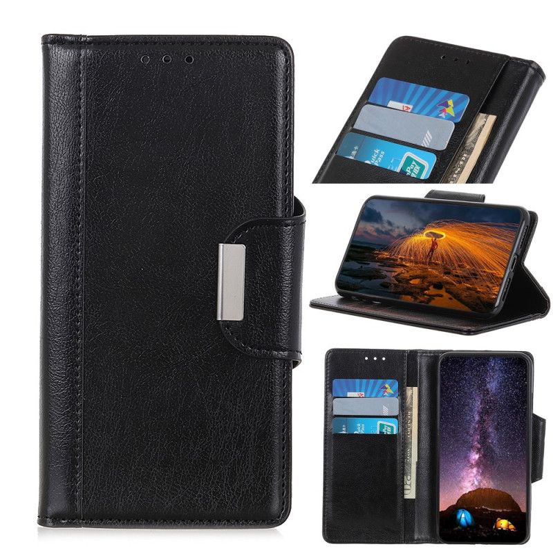 Etui Folio iPhone 12 / 12 Pro Biały Czarny Zapięcie Eleganckie Ze Sztucznej Skóry