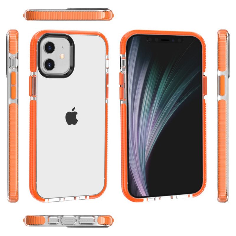 Etui iPhone 12 / 12 Pro Szary Czarny Przezroczyste Silikonowe Krawędzie Etui Ochronne